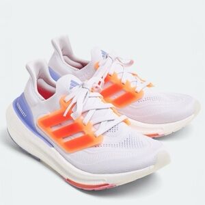 EUC Adidas Men’s Ultraboost Light White and Orange Sneakers